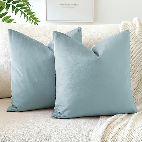 JOTOM Samt Kissenbezug Kissenhülle Sofakissen Dekokissen Kissenbezüge für Sofa Wohnzimmer Schlafzimmer 2er Set 45x45 cm Cyan von JOTOM