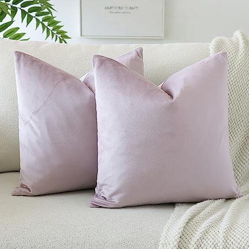 JOTOM Samt Kissenbezug Kissenhülle Sofakissen Dekokissen Kissenbezüge für Sofa Wohnzimmer Schlafzimmer 2er Set 45x45 cm Rosa Lila von JOTOM