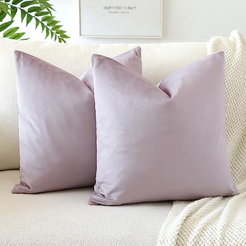 JOTOM Samt Kissenbezug Kissenhülle Sofakissen Dekokissen Kissenbezüge für Sofa Wohnzimmer Schlafzimmer 2er Set 50x50 cm Rosa Lila von JOTOM