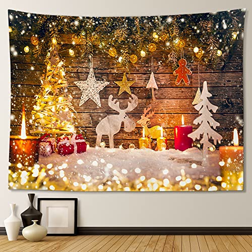 JOTOM Weihnachten Wandteppich Wall Hanging Neujahr Wandteppich Tapestry für Wohnzimmer Schlafzimmer Schlafsaal Dekorationen Veranda Hänge (Elch Geschenk) von JOTOM