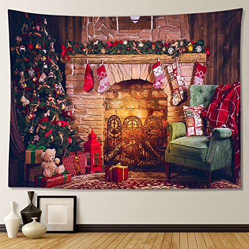 JOTOM Weihnachten Wandteppich Wall Hanging Neujahr Wandteppich Tapestry für Wohnzimmer Schlafzimmer Schlafsaal Dekorationen Veranda Hänge (Socken Weihnachtsbaum) von JOTOM