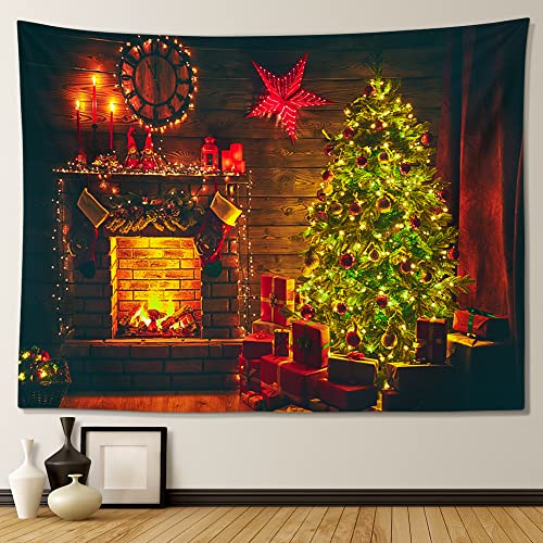 JOTOM Weihnachten Wandteppich Wall Hanging Neujahr Wandteppich Tapestry für Wohnzimmer Schlafzimmer Schlafsaal Dekorationen Veranda Hänge (Weihnachtsbaum) von JOTOM