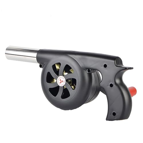 JOUFNING Handkurbel Schmiede Schmiedegebläse, Tragbares Grill-Luftgebläse, Mit Manueller Griff-Geschwindigkeitsregelung Und Metall-Lüfterflügel, Für Outdoor-Grill-Feuerbalg, Camping(Black) von JOUFNING