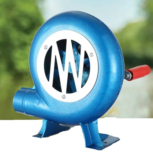 JOUFNING Iron Gear Popcorn-Ventilator - Handkurbel Schmied Schmiede Gebläse, Manuelles BBQ-Luftgebläse Kochen, Metallventilatorflügel, Für Picknick Im Freien Camping Wandern(150W) von JOUFNING