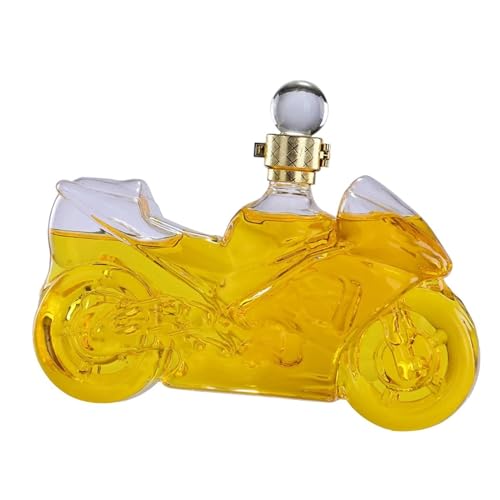 JOUFNING Kunststatue – 750 Ml Motorrad-Whiskykaraffe, Weinkaraffe Aus Glas, Personalisierte Kreative Karaffe, Für Partys, Scherzgeschenke Und Bardekor von JOUFNING