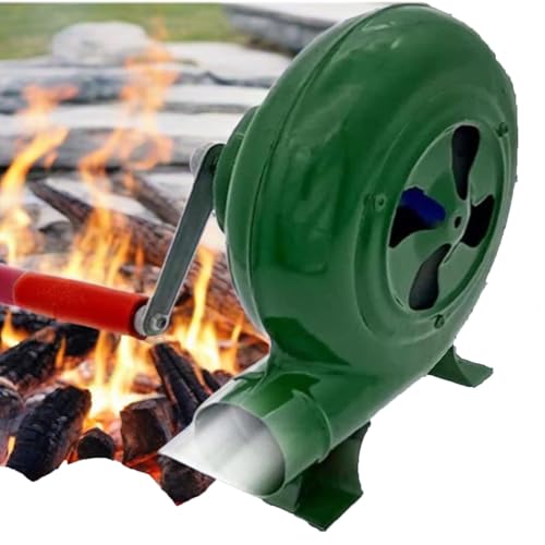 JOUFNING Manueller Grillgebläseventilator Mit Eisengetriebe, Grillgebläse Mit Handkurbelwerkzeug, Hochleistungs-Holzkohleflammenerreger, Für Camping-Balg-Kochwerkzeug(200W) von JOUFNING