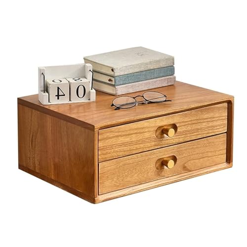 JOUFNING Mehrzweck-Bücherregal Für Die Arbeitsplatte, Aktenschrank Mit Holzschubladen Für Den Schreibtisch, Aufbewahrungsbox Für Den Schreibtisch-Organizer, Für Bücher, Zeitschriften(2 Layer) von JOUFNING