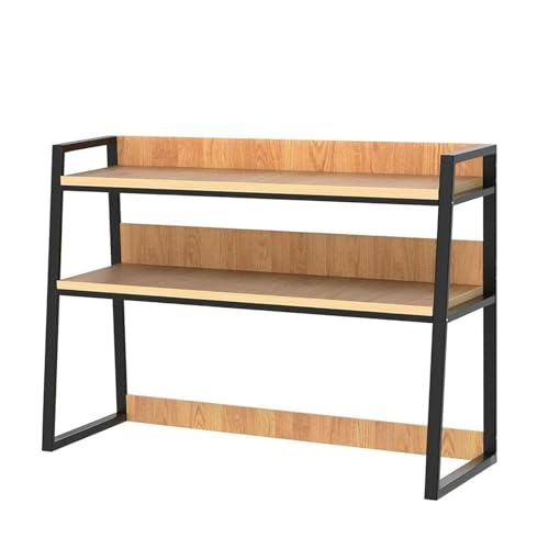 JOUFNING Trapezförmiges Schreibtisch-Bücherregal Aus Metall, 2-stufiges Schreibtisch-Aufbewahrungsregal, Mehrzweck-Schreibtisch-Ausstellungsregal, Für Büro, Wohnheim(75X32X90cm) von JOUFNING