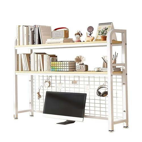 Schreibtisch-Bücherregal für Computertische, 2-stöckiges Mehrzweck-Bücherregal auf der Arbeitsplatte, freistehendes Mehrzweck-Lagerregal-Ausstellungsregal für Büro, Heimdekoration(55x20x98cm) von JOUFNING