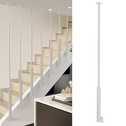 Treppenhandlauf-Geländer-Kit - Balustertopf, Metall-Eisen-Handläufe Für Innentreppen, Seitlich An Der Wand Montierter Sicherheits-Haltegriff, Für Loft-Veranda-Korridor-Villa-Hotel(White,2.3ft/70cm) von JOUFNING