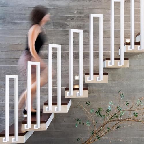 U-förmiges Treppengeländer Aus Schmiedeeisen - Seitlich Montierter Übergangshandlauf, Rutschfester Sicherheits-Treppenbaluster, Für Den Dekorativen Zaun Im Gartenloft(White,85cm/33.4in) von JOUFNING