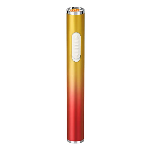 Slim Lighters USB Elektrisches Feuerzeug Wiederaufladbar Winddicht Flameless Zigarettenanzünder Mini Tragbar Kein Gas Feuerzeug (Orange Rot) von JOUGE
