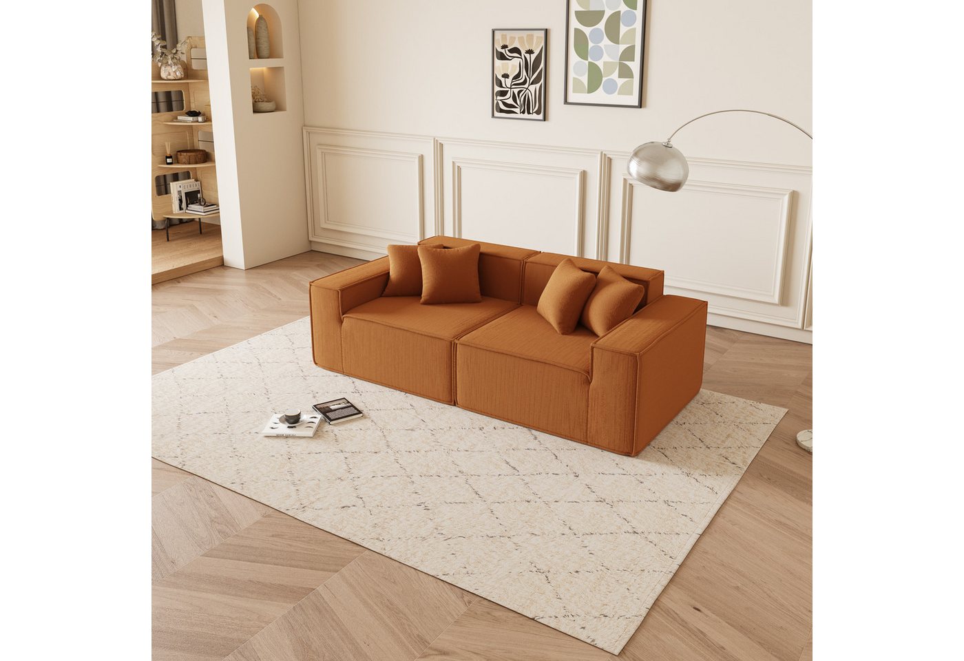 JOULISE 2-Sitzer MINOVA 2-Sitzer Sofa, Cordstoff, kompakt & modern, modular & bequem, Kompaktes Design, Cordstoff, modernes Design, tiefes Sitzen, modular von JOULISE