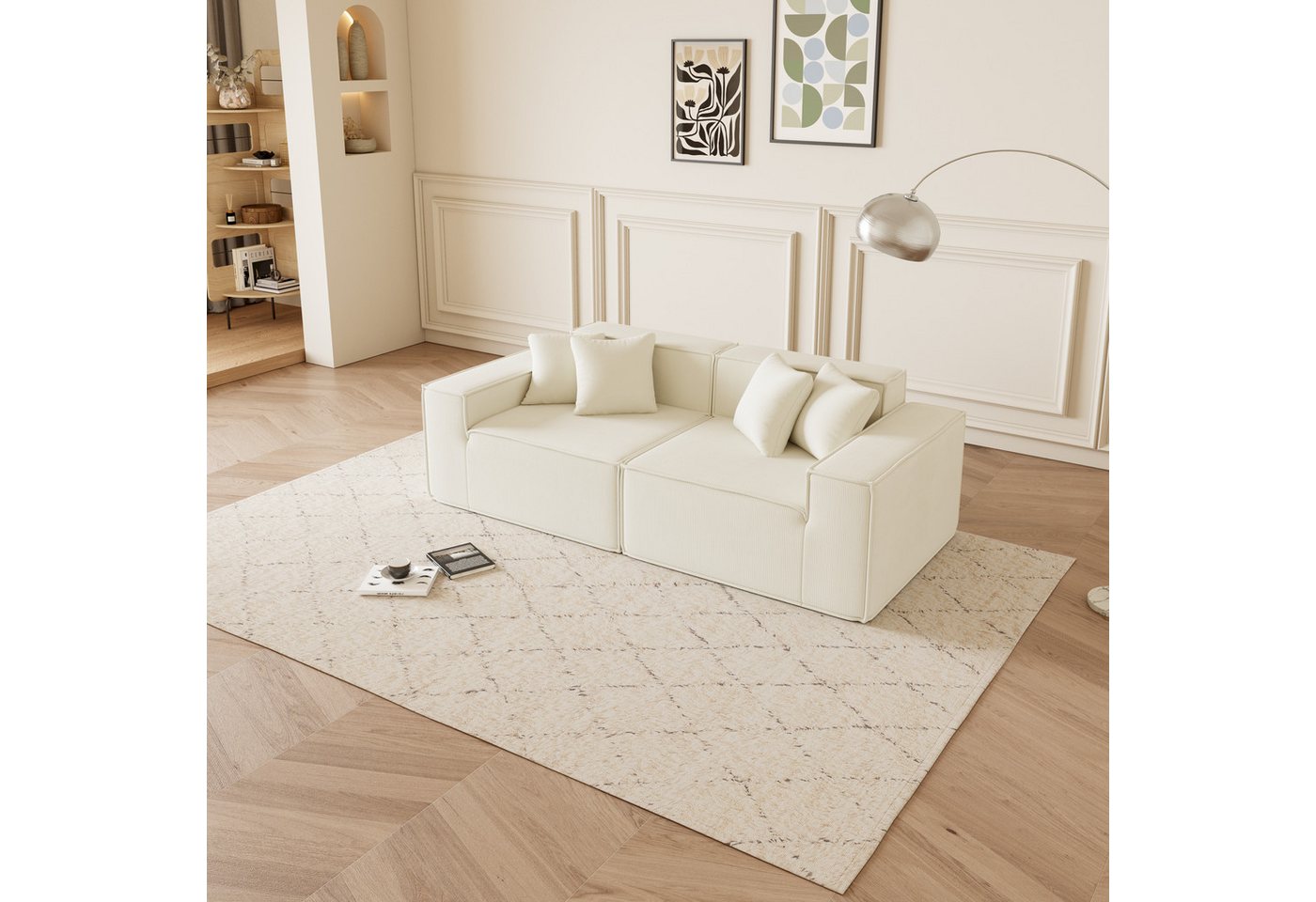 JOULISE 2-Sitzer MINOVA 2-Sitzer Sofa, Cordstoff, kompakt & modern, modular & bequem, Kompaktes Design, Cordstoff, modernes Design, tiefes Sitzen, modular von JOULISE