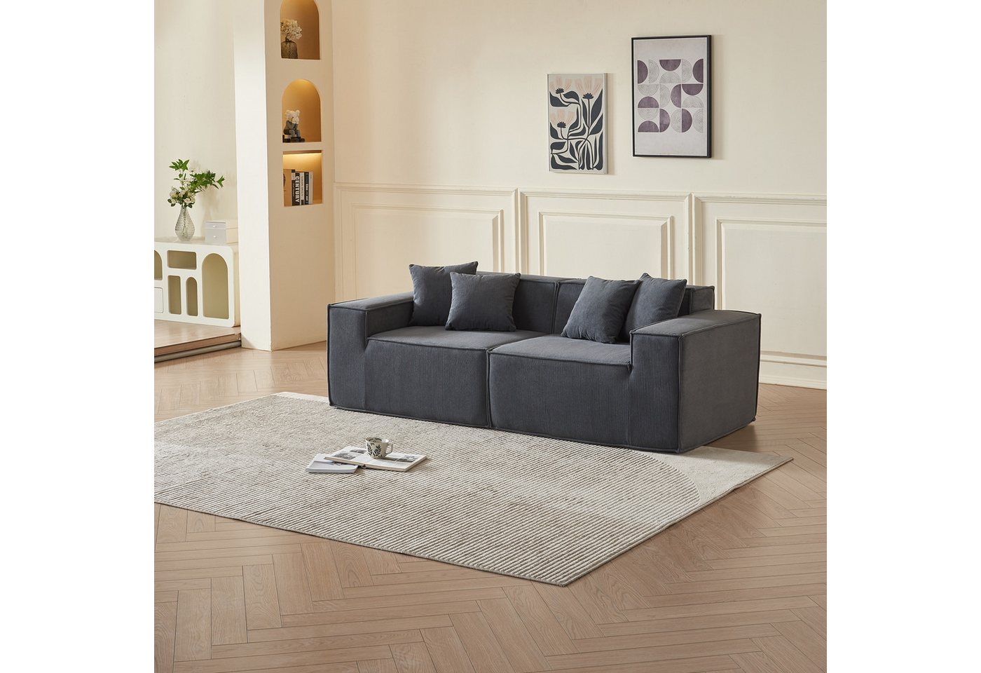 JOULISE 2-Sitzer MINOVA 2-Sitzer Sofa, Cordstoff, kompakt & modern, modular & bequem, Kompaktes Design, Cordstoff, modernes Design, tiefes Sitzen, modular von JOULISE
