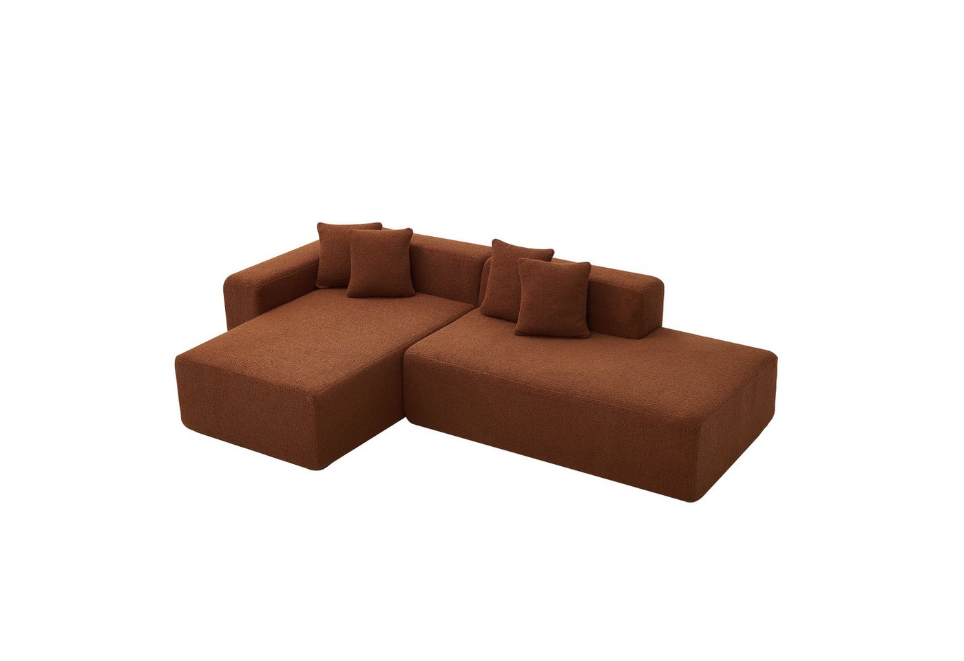 JOULISE Ecksofa Luma L-Form Sofa, 5-teilig, modular, Sherpa-Bezug inkl. Kissen, Vormontiert zum Aufschütteln von JOULISE