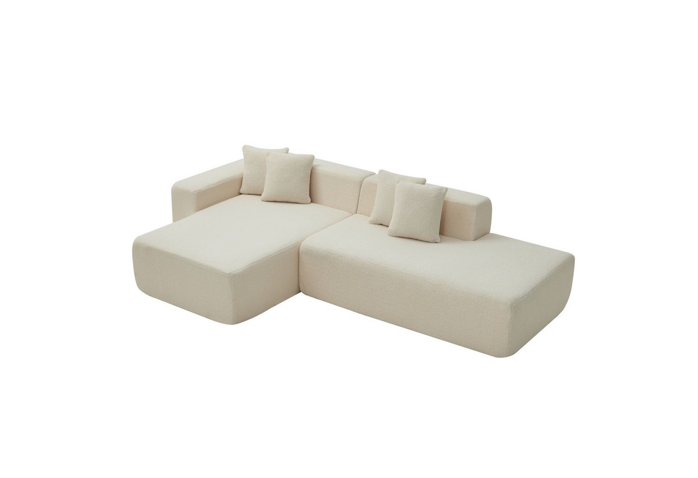 JOULISE Ecksofa Luma L-Form Sofa, 5-teilig, modular, Sherpa-Bezug inkl. Kissen, Vormontiert zum Aufschütteln von JOULISE