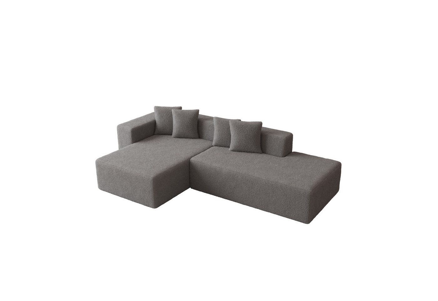 JOULISE Ecksofa Luma L-Form Sofa, 5-teilig, modular, Sherpa-Bezug inkl. Kissen, Vormontiert zum Aufschütteln von JOULISE