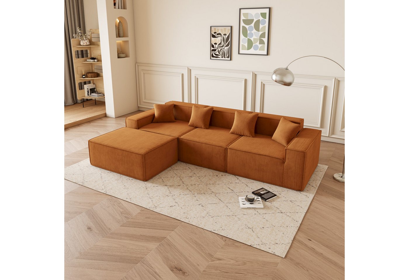 JOULISE Ecksofa NALIVO 3-Sitzer Sofa in L-Form, Cord, modular, platzsparend & modern, L-Form, Cordstoff, modernes Design, platzsparend, wendbar von JOULISE