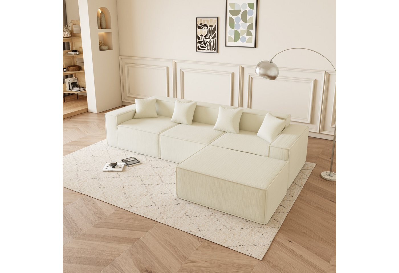 JOULISE Ecksofa NALIVO 3-Sitzer Sofa in L-Form, Cord, modular, platzsparend & modern, L-Form, Cordstoff, modernes Design, platzsparend, wendbar von JOULISE
