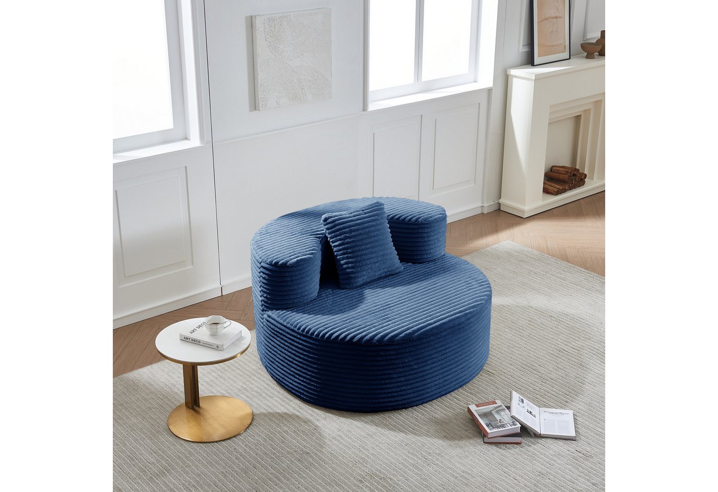 JOULISE Relaxsessel Caluno Rundsessel, Cord, 1-Sitzer mit Kissen, modern & gemütlich (Einzelsessel), Runde Form, Cordstoff, kein Aufbau erforderlich, 1-Sitzer, kompakt von JOULISE