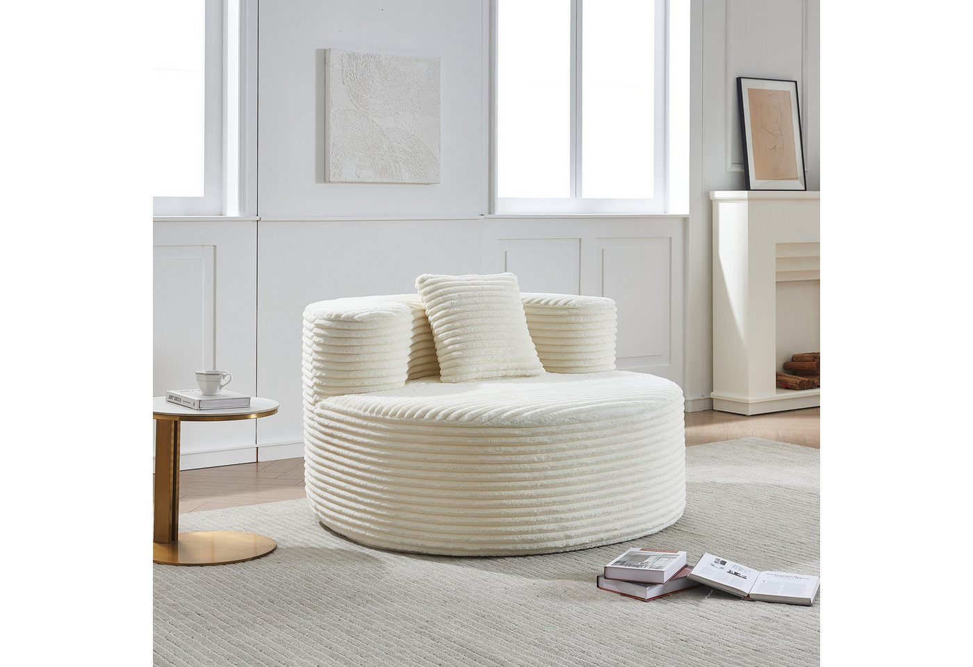 JOULISE Relaxsessel Caluno Rundsessel, Cord, 1-Sitzer mit Kissen, modern & gemütlich (Einzelsessel), Runde Form, Cordstoff, kein Aufbau erforderlich, 1-Sitzer, kompakt von JOULISE