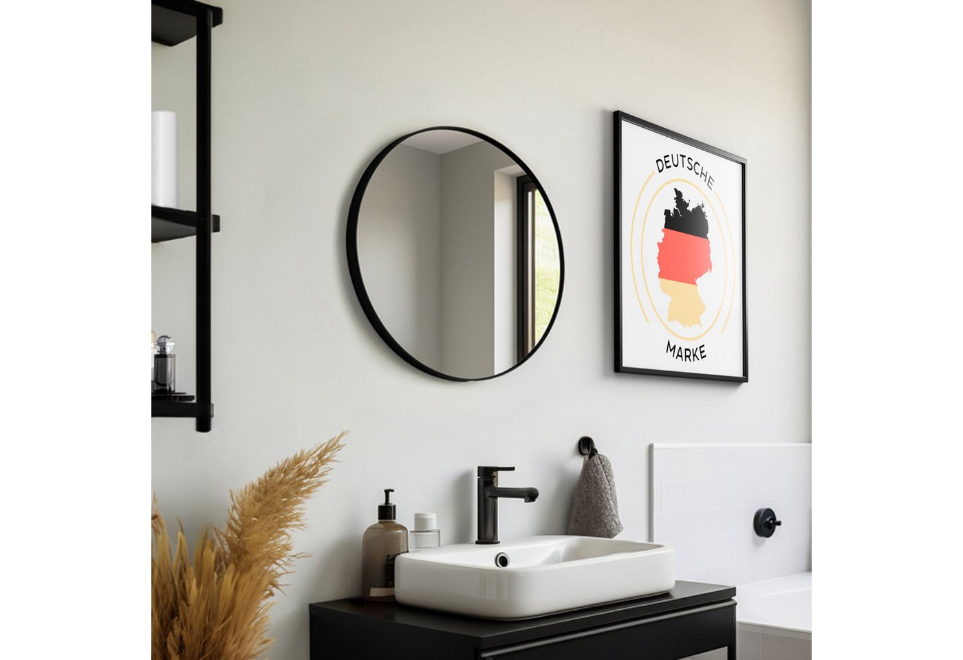 JOULISE Wandspiegel Design Wandspiegel Rund 50/60/70 cm für Badezimmer, Wohnzimmer & Flur von JOULISE