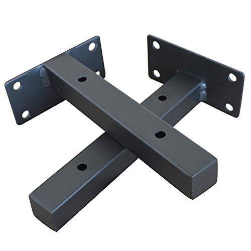 Schwarz Regalwinkel (2 Stück), 2x2cm Vierkantrohr, Heavy Duty Industrie Regalkonsole, T-förmige Metall Regalträger, Schwimmende Dreieck Wandhalterungen, Schmiedeeiserne Regalhalterung Für Holzregale von JOUS