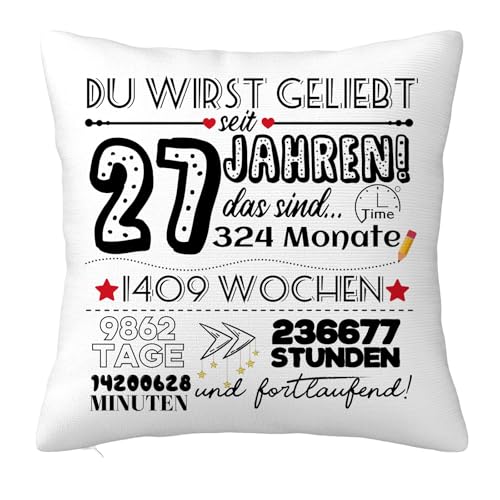 27 Jahre alt Frauen Männer Geschenk, Geschenke zum 27 Jahren Geburtstag Dekorationen, Geburtstag Deko Zierkissenbezüge für Mama, Papa, Schwester, Ehefra, Freundin 45x45cm 27 Jahre alt Frauen Männer Geschenk, Geschenke zum 27 Jahren Geburtstag Dekorationen, Geburtstag Deko Zierkissenbezüge für Mama, Papa, Schwester, Ehefra, Freundin 45x45cm von JOUWUI