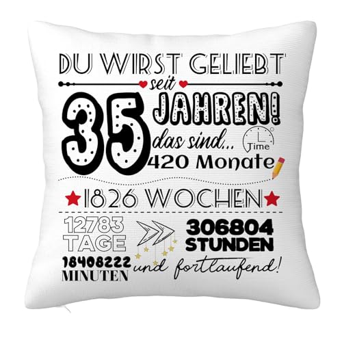 35 Jahre alt Frauen Männer Geschenk, Geschenke zum 35 Jahren Geburtstag Dekorationen, Geburtstag Deko Zierkissenbezüge für Mama, Papa, Schwester, Ehefra, Freundin 45x45cm 35 Jahre alt Frauen Männer Geschenk, Geschenke zum 35 Jahren Geburtstag Dekorationen, Geburtstag Deko Zierkissenbezüge für Mama, Papa, Schwester, Ehefra, Freundin 45x45cm von JOUWUI