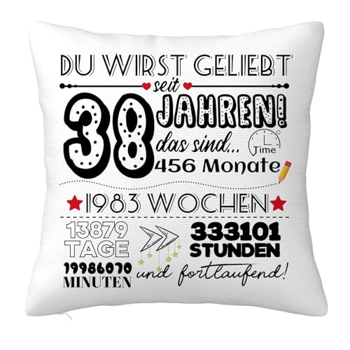 38 Jahre alt Frauen Männer Geschenk, Geschenke zum 38 Jahren Geburtstag Dekorationen, Geburtstag Deko Zierkissenbezüge für Mama, Papa, Schwester, Ehefra, Freundin 45x45cm 38 Jahre alt Frauen Männer Geschenk, Geschenke zum 38 Jahren Geburtstag Dekorationen, Geburtstag Deko Zierkissenbezüge für Mama, Papa, Schwester, Ehefra, Freundin 45x45cm von JOUWUI