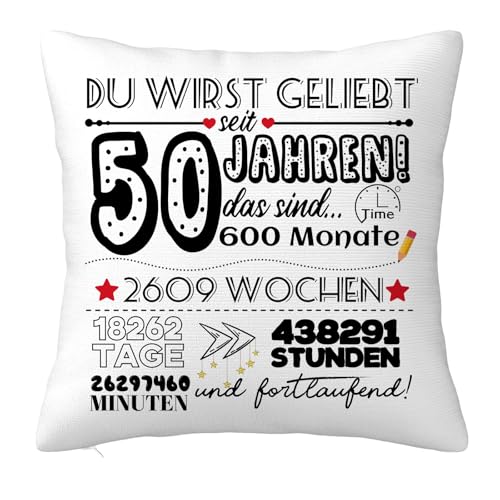 50 Jahre alt Frauen Männer Geschenk, Geschenke zum 50 Jahren Geburtstag Dekorationen, Geburtstag Deko Zierkissenbezüge für Mama, Papa, Schwester, Ehefra, Freundin 45x45cm 50 Jahre alt Frauen Männer Geschenk, Geschenke zum 50 Jahren Geburtstag Dekorationen, Geburtstag Deko Zierkissenbezüge für Mama, Papa, Schwester, Ehefra, Freundin 45x45cm von JOUWUI