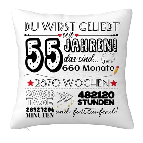 55 Jahre alt Frauen Männer Geschenk, Geschenke zum 55 Jahren Geburtstag Dekorationen, Geburtstag Deko Zierkissenbezüge für Mama, Papa, Schwester, Ehefra, Freundin 45x45cm 55 Jahre alt Frauen Männer Geschenk, Geschenke zum 55 Jahren Geburtstag Dekorationen, Geburtstag Deko Zierkissenbezüge für Mama, Papa, Schwester, Ehefra, Freundin 45x45cm von JOUWUI