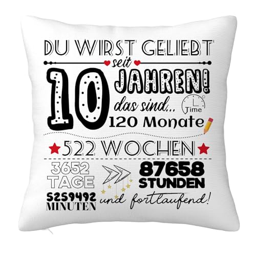 Geschenk für 10 Jähriges Mädchen, Geburtstagsgeschenke für 10 Jahren Kinder von den Eltern, Geburtstag Geschenk Kissenbezug für Tochter Sohn Freunde Schwester Enkelin Enkel 45x45cm von JOUWUI
