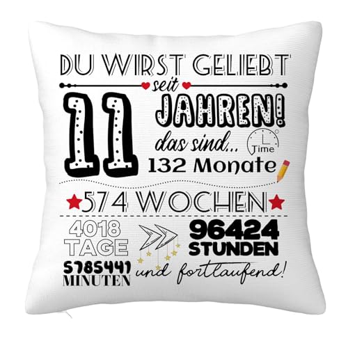 Geschenk für 11 Jähriges Mädchen, Geburtstagsgeschenke für 11 Jahren Kinder von den Eltern, Geburtstag Geschenk Kissenbezug für Tochter Sohn Freunde Schwester Enkelin Enkel 45x45cm von JOUWUI