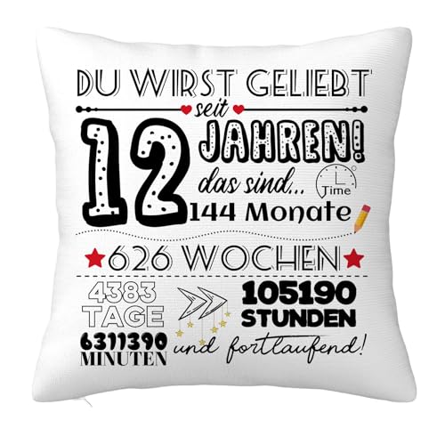 Geschenk für 12 Jähriges Mädchen, Geburtstagsgeschenke für 12 Jahren Kinder von den Eltern, Geburtstag Geschenk Kissenbezug für Tochter Sohn Freunde Schwester Enkelin Enkel 45x45cm Geschenk für 12 Jähriges Mädchen, Geburtstagsgeschenke für 12 Jahren Kinder von den Eltern, Geburtstag Geschenk Kissenbezug für Tochter Sohn Freunde Schwester Enkelin Enkel 45x45cm von JOUWUI