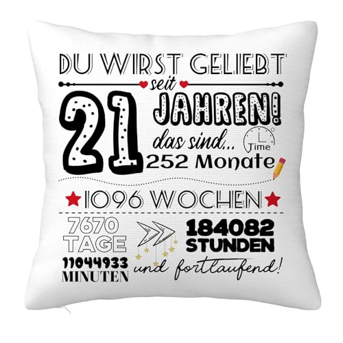 Geschenk für 21 Jähriges Mädchen, Geburtstagsgeschenke für 21 Jahren Kinder von den Eltern, Geburtstag Kissenbezug für Tochter Sohn Freunde Schwester Enkelin Enkel 45x45cm Geschenk für 21 Jähriges Mädchen, Geburtstagsgeschenke für 21 Jahren Kinder von den Eltern, Geburtstag Kissenbezug für Tochter Sohn Freunde Schwester Enkelin Enkel 45x45cm von JOUWUI