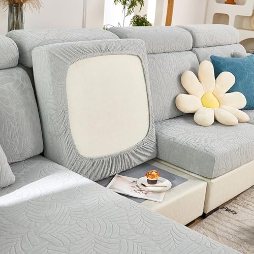 JOVELL Hochelastischer Universal-Sofabezug, 1-Teiliger Sofa Sitzkissenbezug, L-Förmiger Sofabezug, Separates Kissen, Rutschfester Couch-Chaise-Bezug (Hellgrau, 1-Sitzer-Bezug) von JOVELL