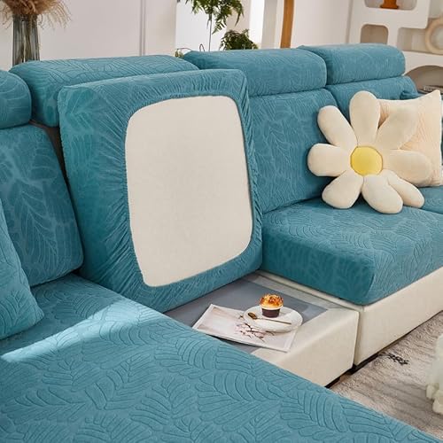 JOVELL Hochelastischer Universal-Sofabezug, 1-Teiliger Sofa Sitzkissenbezug, L-Förmiger Sofabezug, Separates Kissen, Rutschfester Couch-Chaise-Bezug (Meeresblau, M Rückenlehnenbezug) von JOVELL