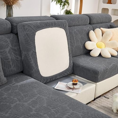 JOVELL Sofa Sitzkissenbezug mit Elastischer Unterseite, Anti-Rutsch Sofabezüge Verschleißfester Sofabezug, Stretch-Schonbezüge, Möbelschutz (Grau, M Rückenlehnenbezug) von JOVELL