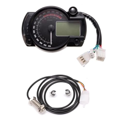 JOVERI 15000rpm Moderne Motorrad Digital Licht LCD Digital Manometer Tachometer Drehzahlmesser Kilometerzähler Einstellbar 7 Farbe(With Sensor-A) von JOVERI