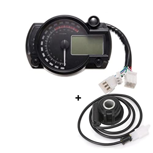 JOVERI 15000rpm Moderne Motorrad Digital Licht LCD Digital Manometer Tachometer Drehzahlmesser Kilometerzähler Einstellbar 7 Farbe(With Sensor-B) von JOVERI