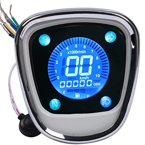 JOVERI Motorrad LCD Digital Tachometer Drehzahlmesser Baugruppe 7-Farben Umschaltbar Kilometerstand Geschwindigkeit Ölstand, for Passport C50 C70 C90 Cub von JOVERI