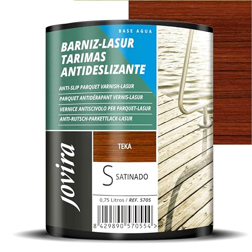 JOVIRA PINTURAS Rutschfester Schutz auf Wasserbasis für bretter, schützt, dekoriert und verschönert Pool- und Gartenabdeckungen. (750 Milliliter, Teak) von JOVIRA PINTURAS