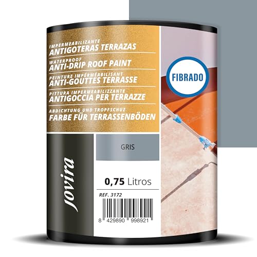 JOVIRA PINTURAS Abdichtung und Tropfschuztfarbe für Terrassenböden und Dächer mit glasfaser. (750 Milliliter, Grau) von JOVIRA PINTURAS