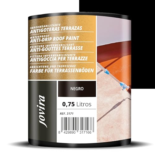 JOVIRA PINTURAS Abdichtung und Tropfschuztfarbe für Terrassenböden und Dächer. (750 Milliliter, Schwarz) von JOVIRA PINTURAS