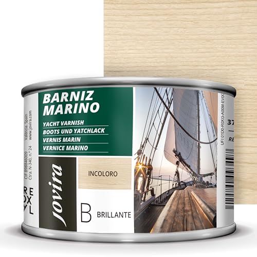 JOVIRA PINTURAS Boots und Yatchlack. Für Holz im Innen- und Außenbereich, farblos-transparent. Besondere Beständigkeit in Meeresumgebungen. (375 Milliliter, Glänzend) von JOVIRA PINTURAS