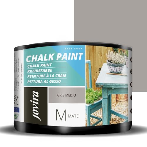 JOVIRA PINTURAS Chalk Paint - Kreidefarbe für Möbel Matte Oberfläche. Erneuern Sie Ihre Möbel, Vintage Möbelfarbe. (375 Milliliter, Mittelgrau) von JOVIRA PINTURAS