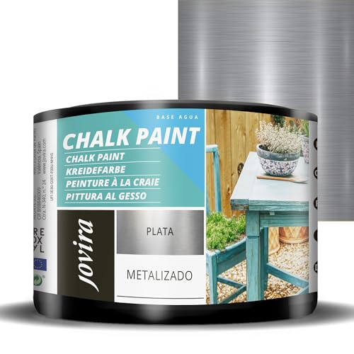 JOVIRA PINTURAS Chalk Paint - Kreidefarbe für Möbel Matte Oberfläche. Erneuern Sie Ihre Möbel, Vintage Möbelfarbe. (375 Milliliter, Silber) von JOVIRA PINTURAS