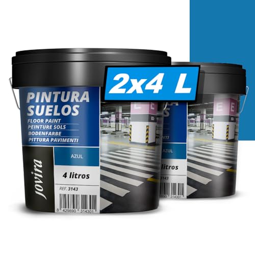 JOVIRA PINTURAS Farbe für Fußböden, Garagen und Sportflächen im Allgemeinen, mattes Finish. Schützt und dekoriert Beton, Zement und Asphaltflächen. (2x4 Liter, Blau) von JOVIRA PINTURAS